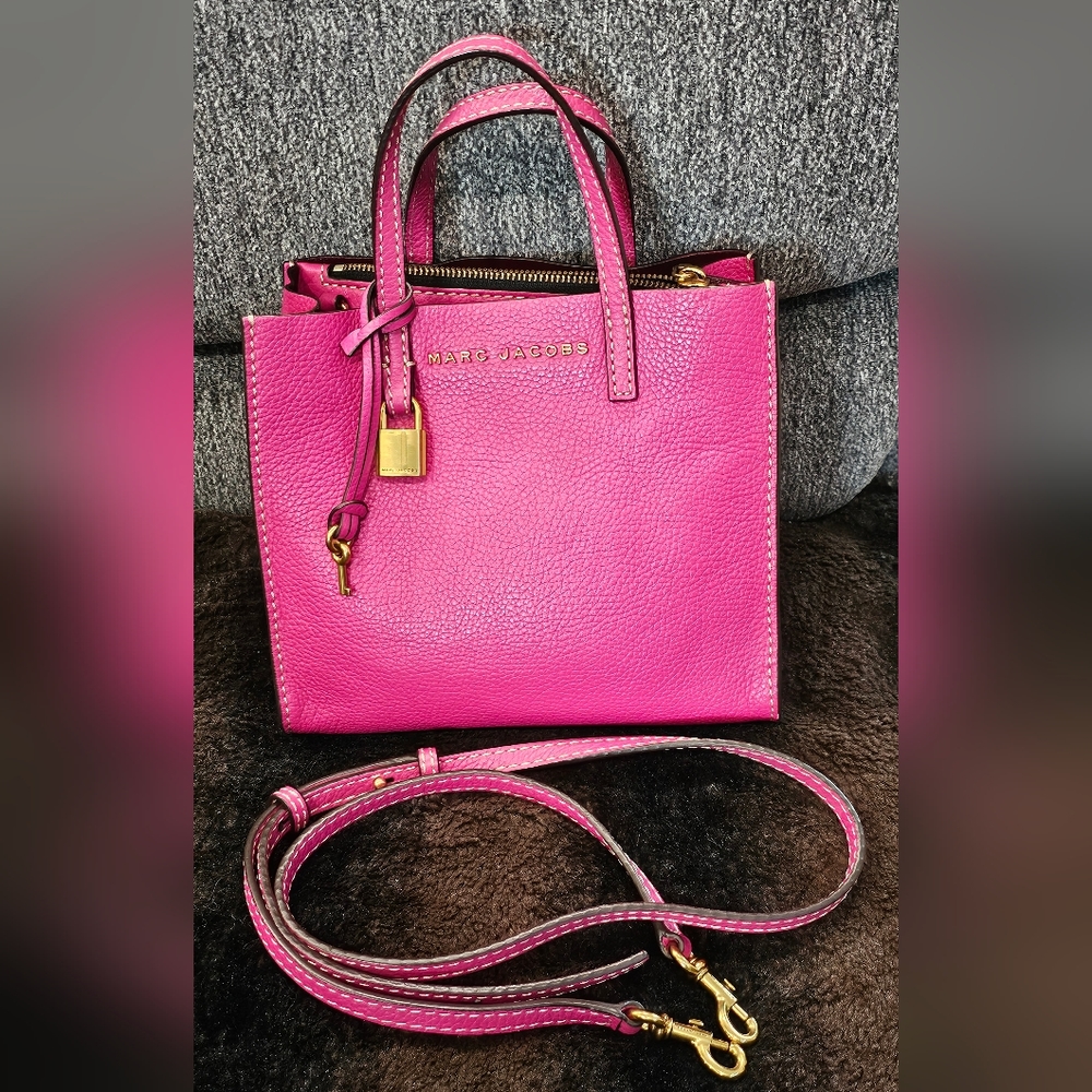MARC JACOBS Pink Leather Mini Grind Tote with a Dustbag - Picture 12 of 16